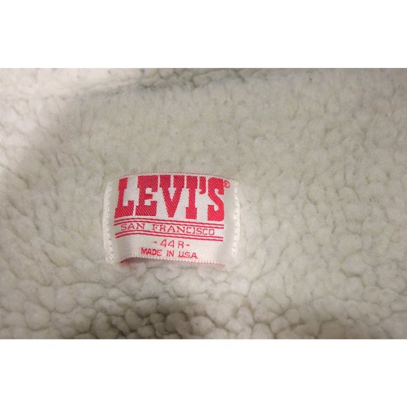 Vintage Levis Jacket Men's Size Large 44 Denim Sherpa 80s Jean Coat Warm Fleece - Picture 6 of 10